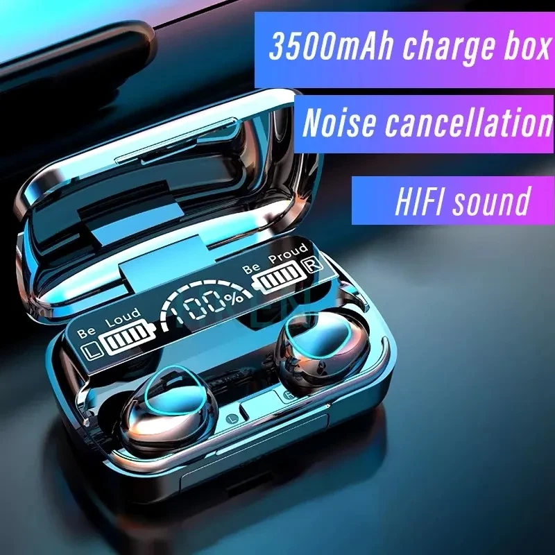 FNTWIF-auriculares inalámbricos TWS con Bluetooth, dispositivo con cancelación de ruido, estéreo, con pantalla LED y micrófono, 3500mAh