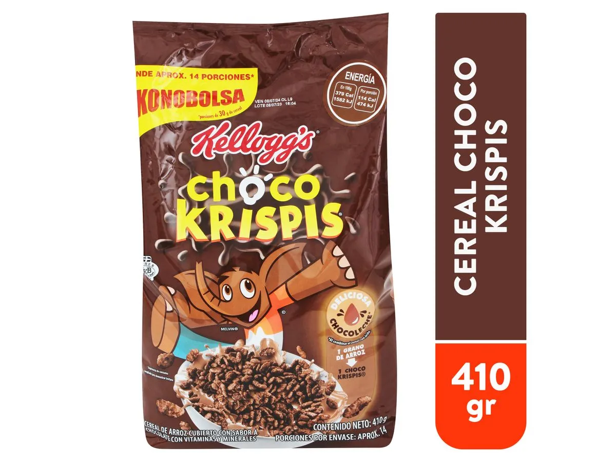Cereal Choco Krispis Kellogs. Empacado En Bolsa - 410 gr