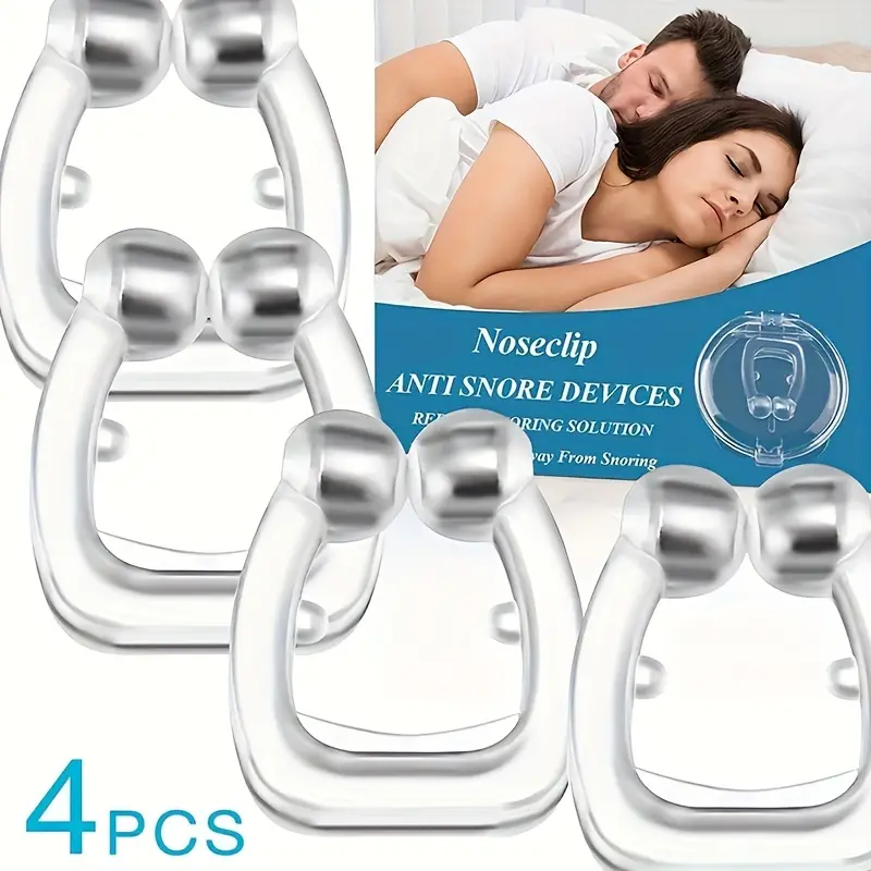 Clip Nasal Magnético Antironquidos De Silicona, Bandeja Para Dormir, Ayuda Para Dormir, Equipo Nocturno De Protección Contra La Apnea Del Sueño, 4 Uds.