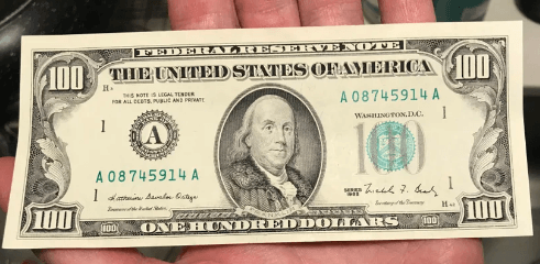 1988 Series 100 Dollar Bill