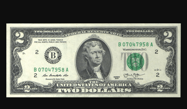 2013 2 Dollar Bill