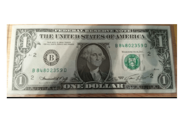 1974 1 Dollar Bill worth