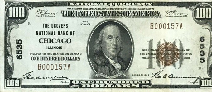 1929 100 Dollar Bill