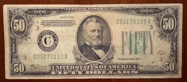 1934 $50 bill