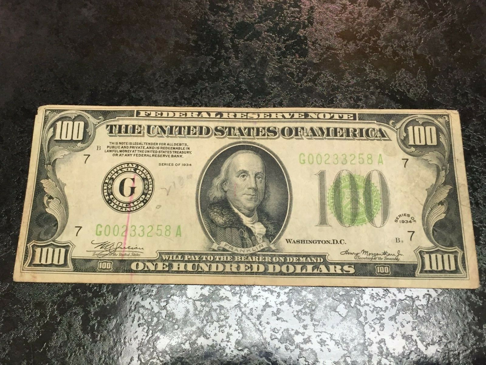 1934 100 dollar bill value