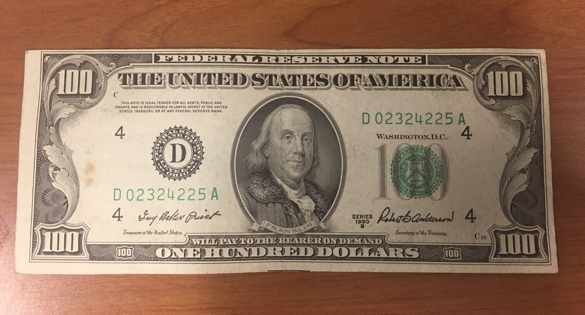 1950 100 Dollar Bill