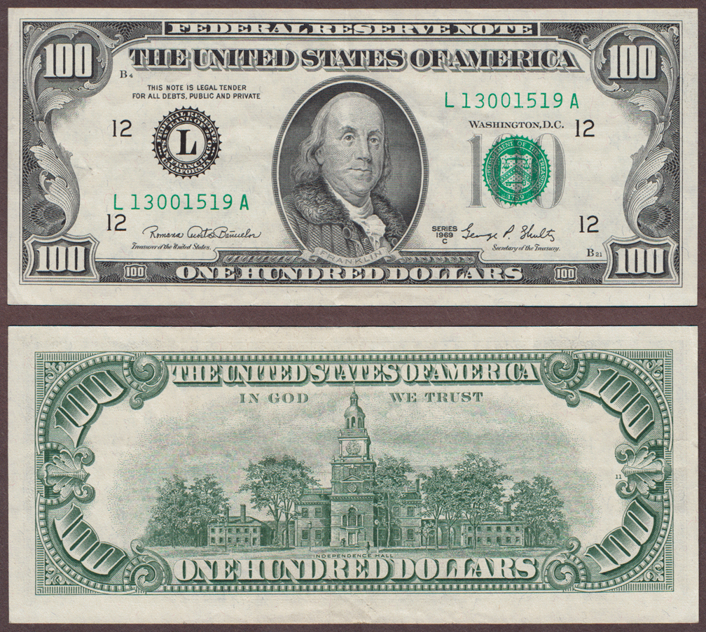 1969 100 Dollar Bill