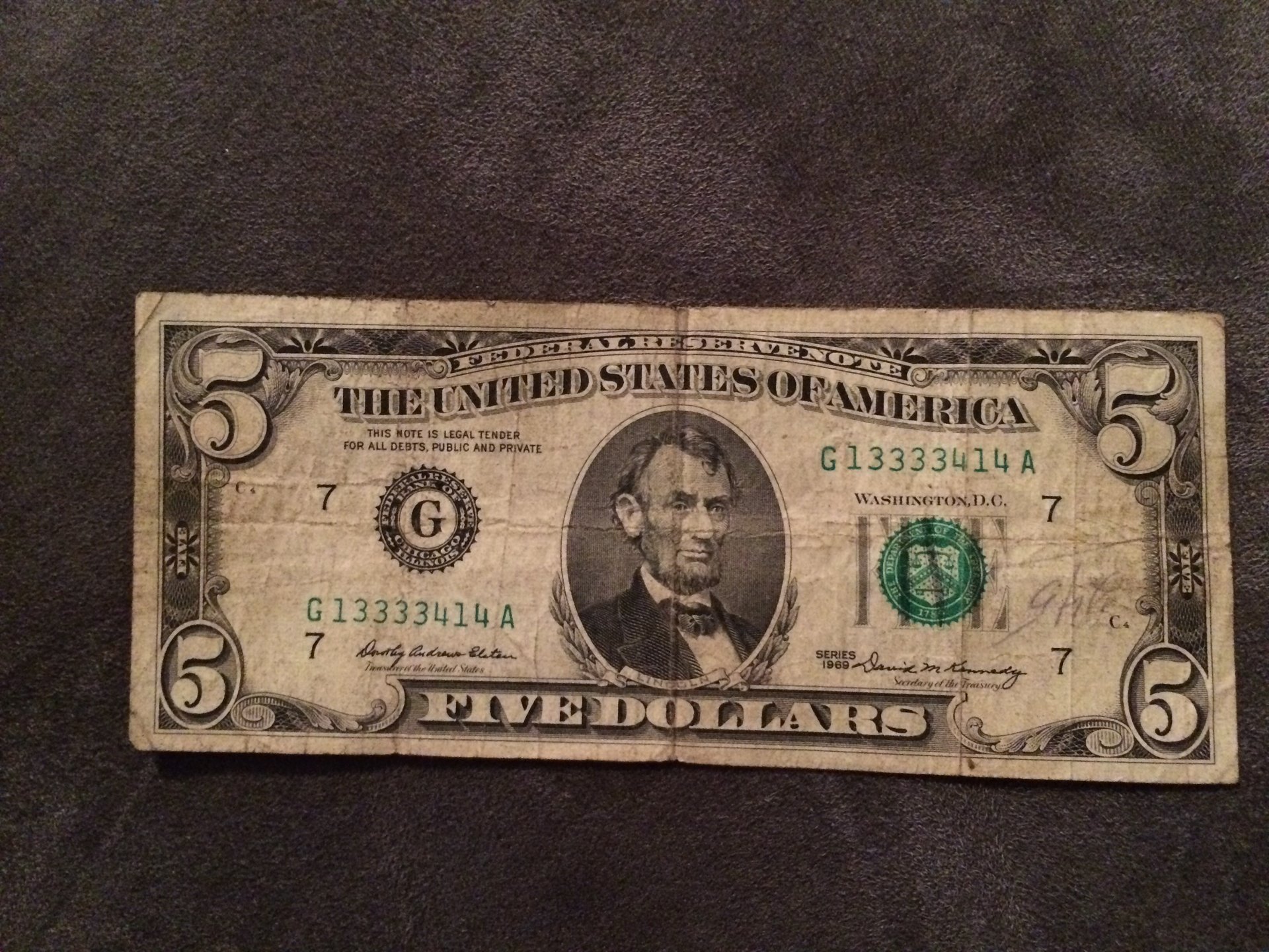 1969 five dollar bill error value