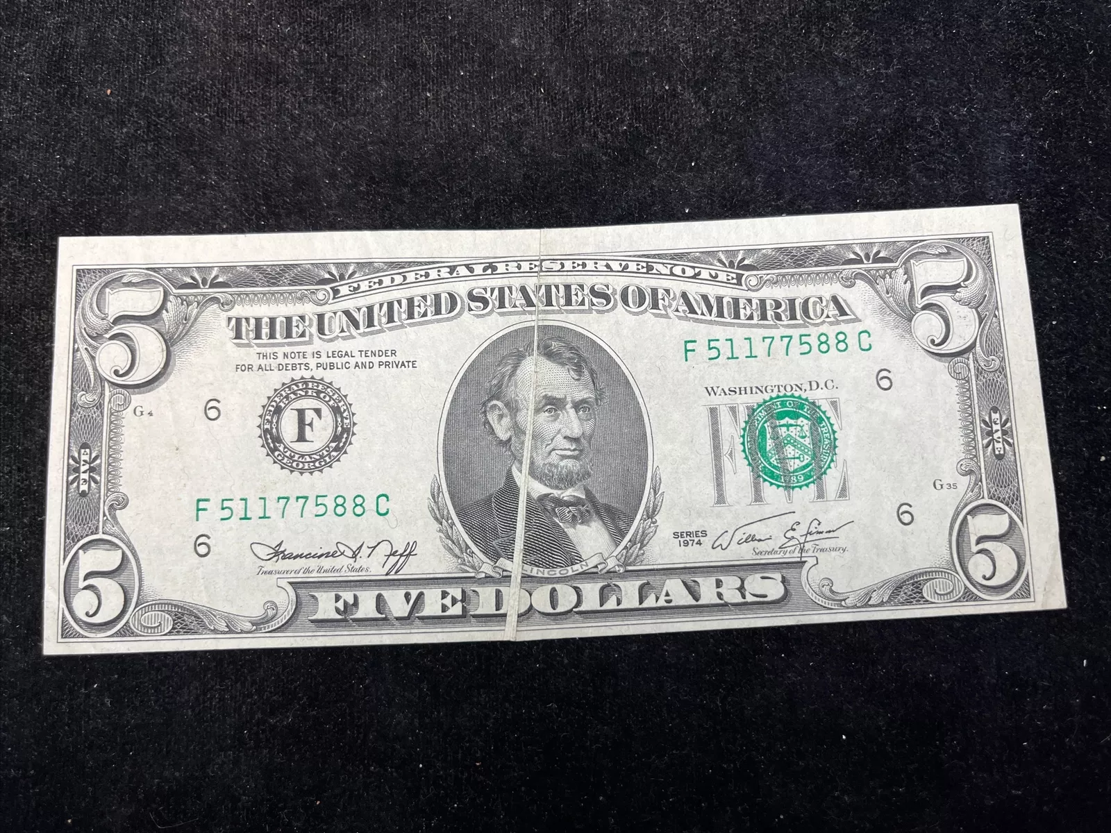 1974 5 Dollar Bill