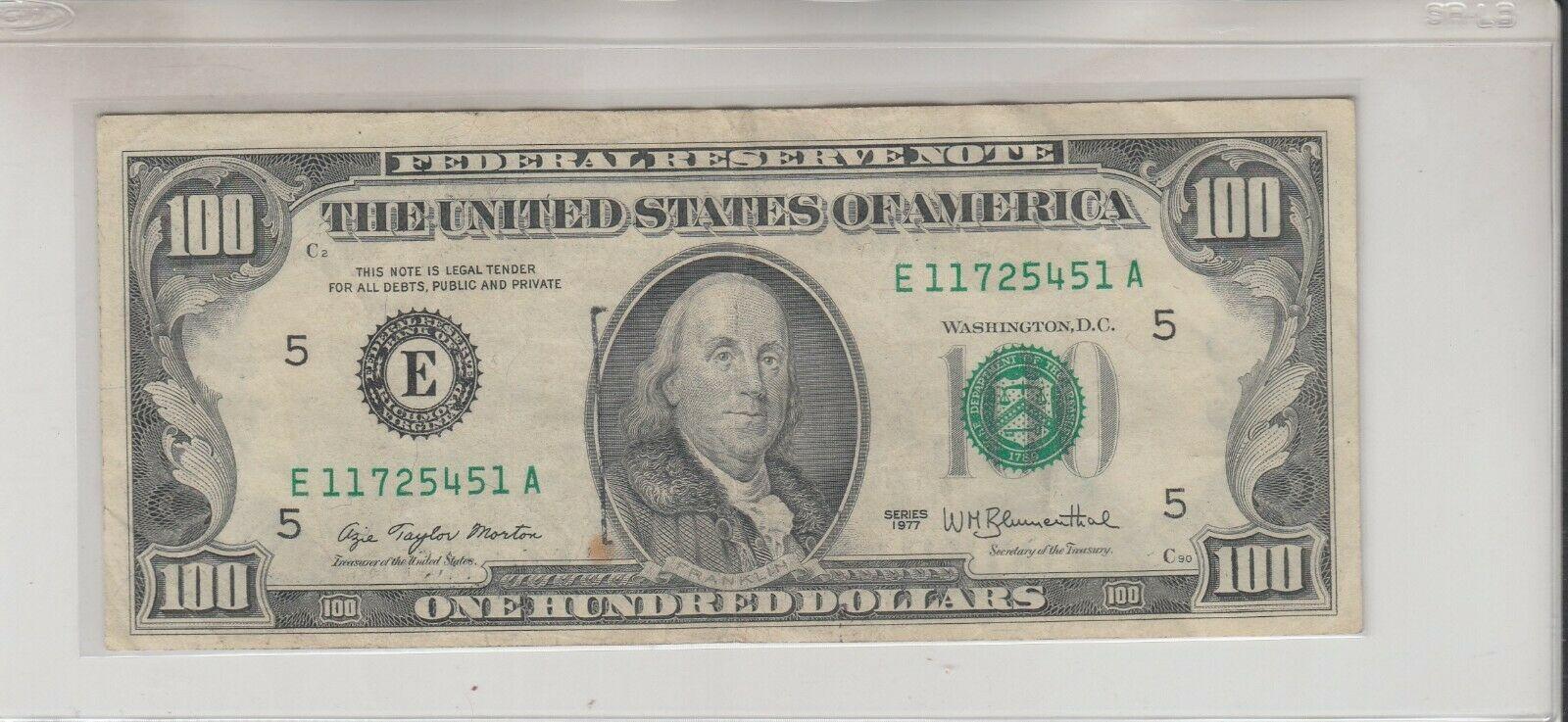 1977 One Hundred Dollar Bill Error Value