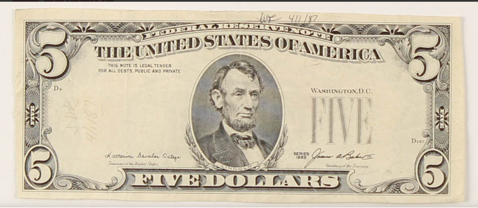 1981 Five Dollar Bill Value