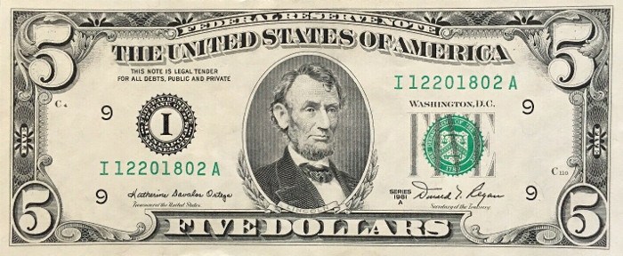 1981 5 Dollar Bill Worth