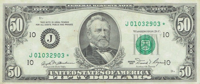 1981 50 Dollar Bill