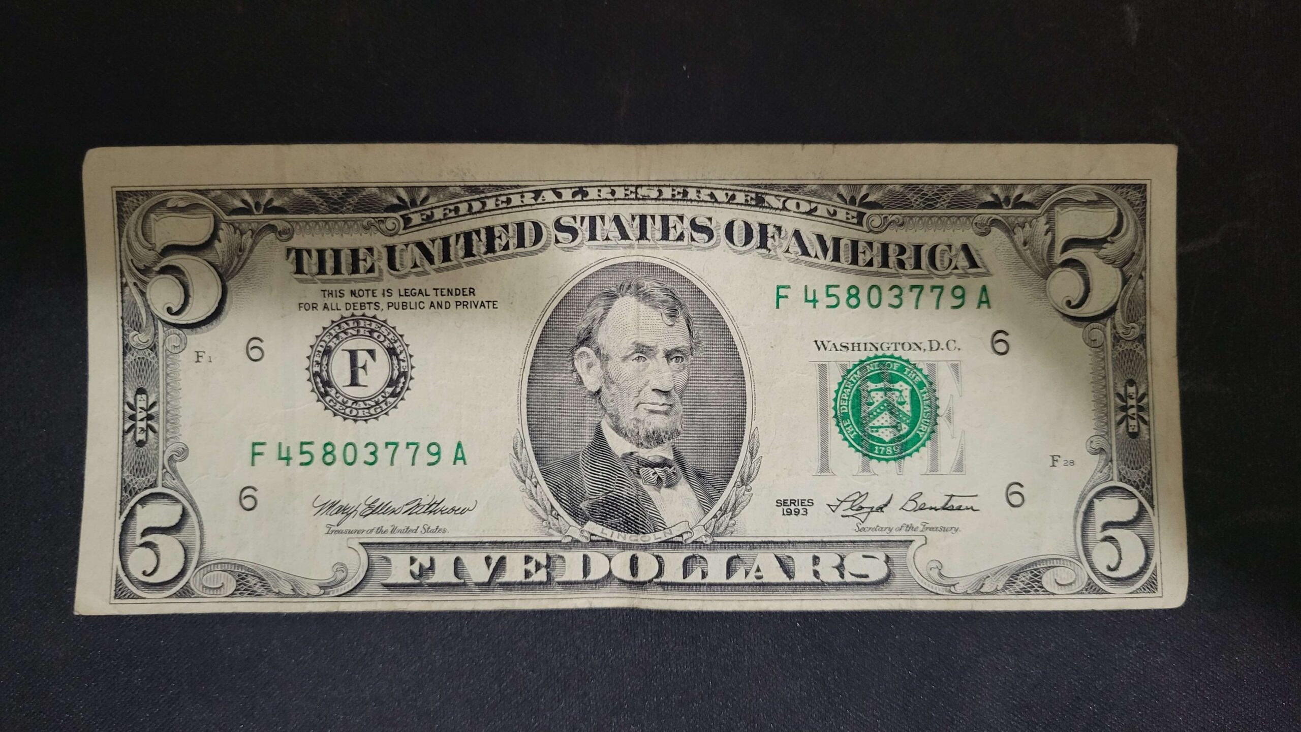 1993 5 Dollar Bill Worth