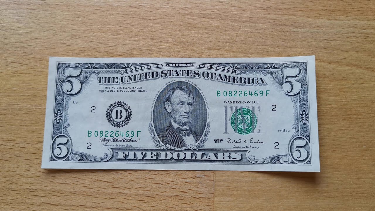 1995 5 Dollar Bill Worth