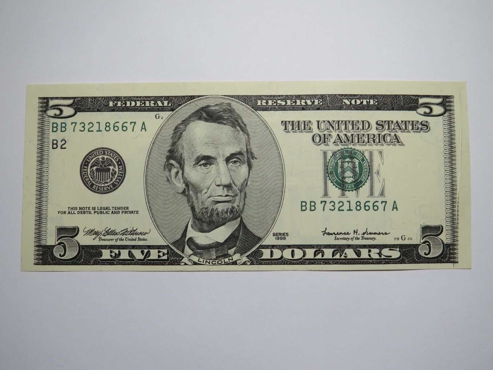 1999 5 Dollar Bill Value