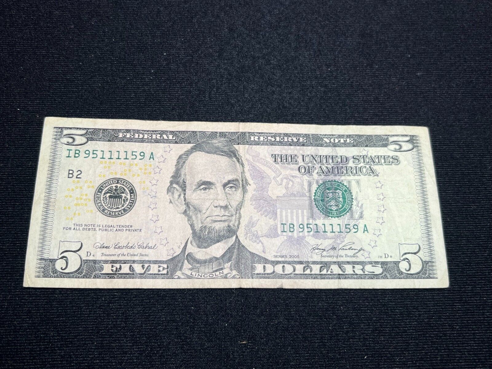 2006 5 Dollar Bill