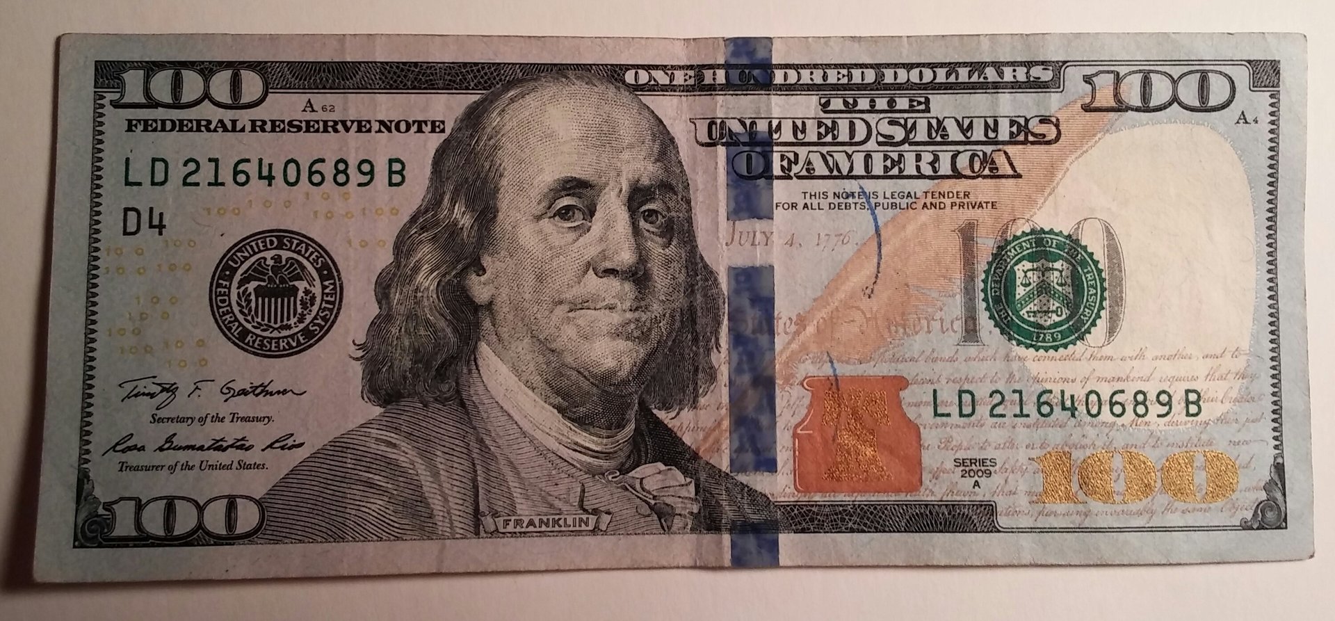 2009 100 Dollar Bill