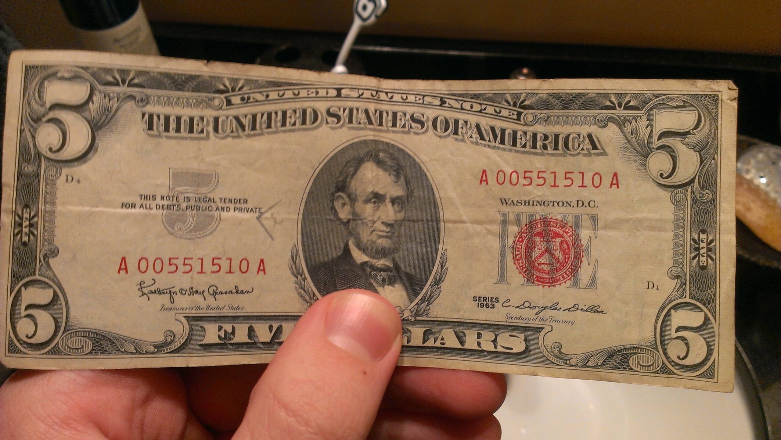 1963 five dollar bill errors value